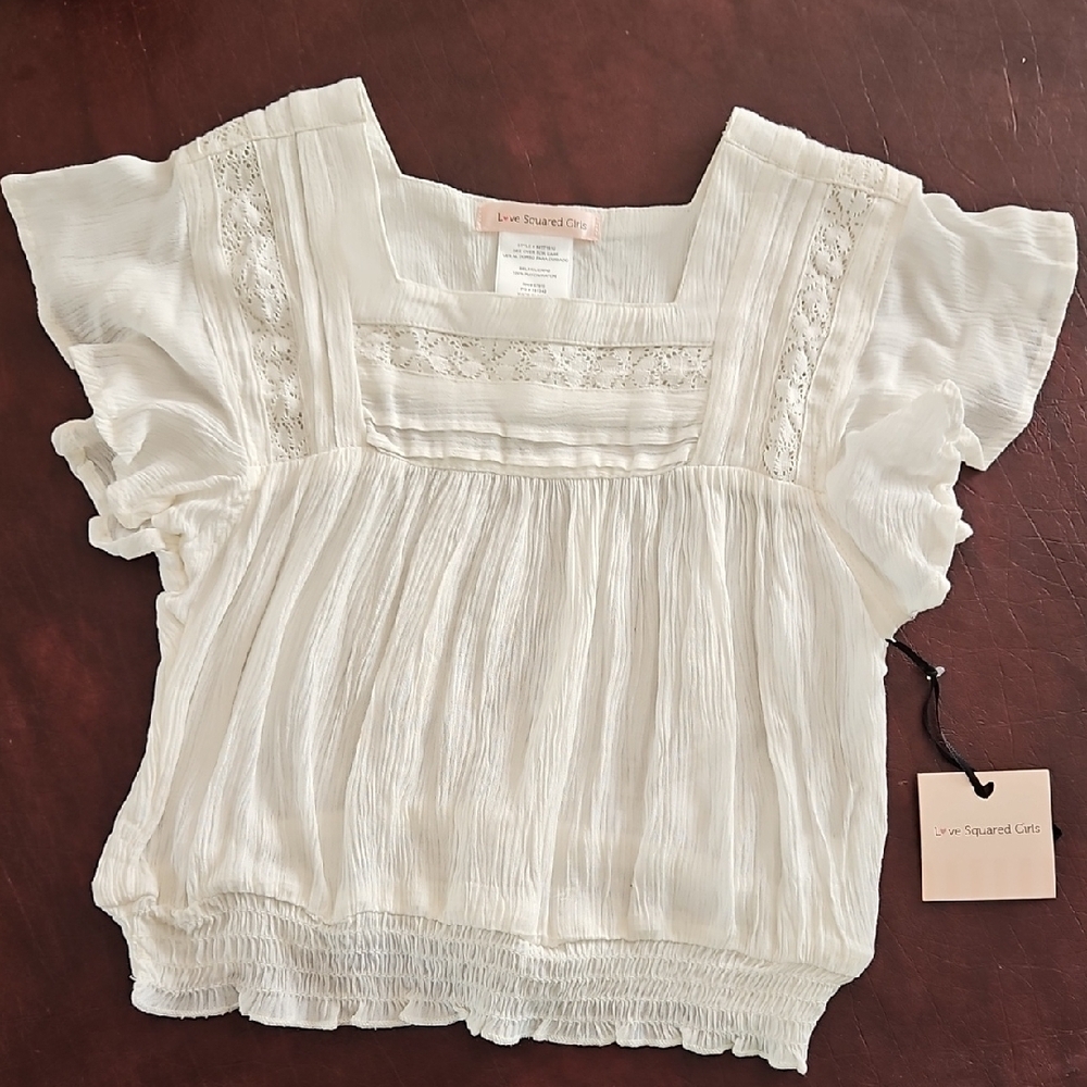 Love Squared White Flutter Sleeve Blouse